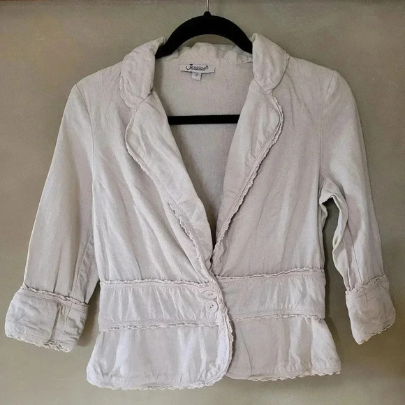 Jessica | Gorgeous Linen & Rayon Jacket in Cream, Size S - Picture 1 of 5